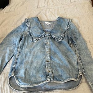 Ganni Denim Collar Shirt. Size 34